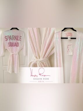 NWT Hayley Paige Sparkle Squad Iridescent Sequin Robe XL Bridal Bride Bridesmaid